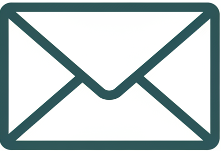 generate a white backrgound and envolope icon  color #2a6a64 